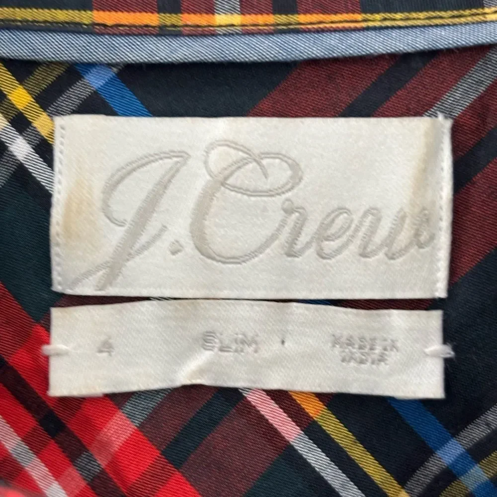 J. Crew Slim-fit stretch cotton poplin shirt in Stewart tartan size 4. Preppy
